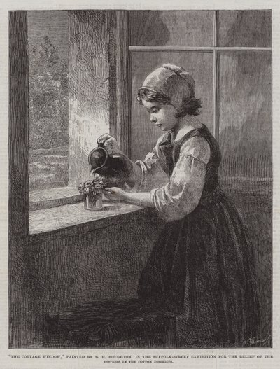 Hyttevinduet, i Suffolk-Street-utstillingen for lindring av nøden i Cotton-distriktene av George Henry Boughton