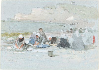 Vaskedamer på stranden ved Etretat av George Henry Boughton