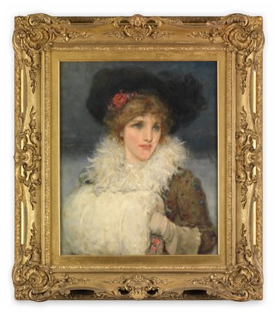 Kvinne, halvlang (Olje på lerret) av George Henry Boughton