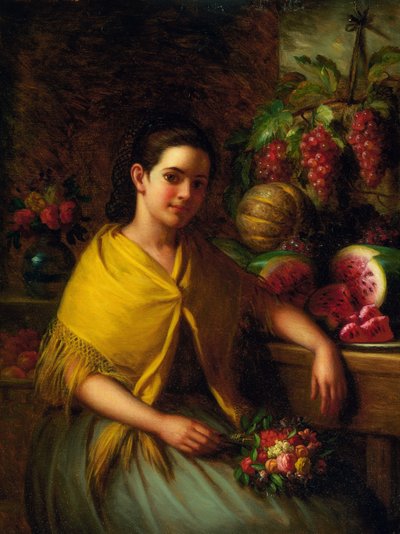Jente med stilleben av vannmelon og druer av George Henry Hall