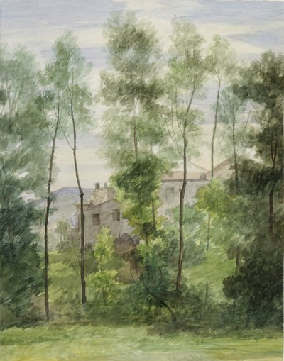 Landskap med bygninger (wc på papir) av George Henry Hall