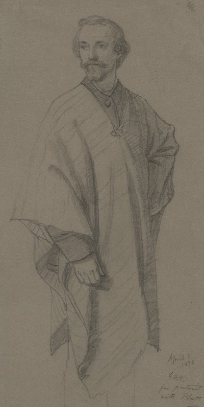 Selvportrett, 1870 (grafitt på brunt vevd papir) av George Henry Hall