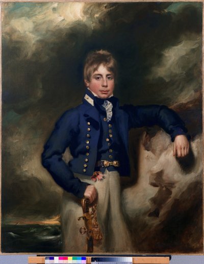 Trekvart portrett av John Windham Dalling RN, som midtskipsmann av George Henry Harlow