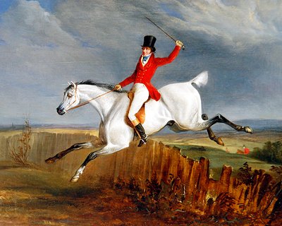 Gentleman på sin grå jeger (olje på panel) av George Henry Laporte