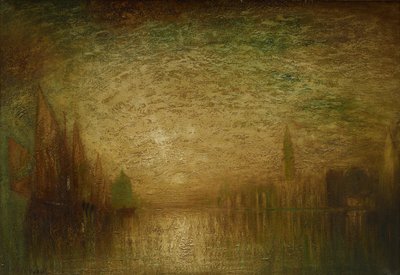 Venetiansk solnedgang, ca. 1900-19 (olje på lerret) av George Hirst Bogert