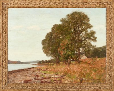 By the Edge of the Loch, Autumn (olje på lerret) av George Houston