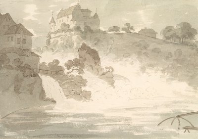 Falls at Schauffhausen, 1782 (wc over grafitt med penn og blekk på papir) av George Howland Beaumont