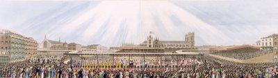Utsikt over kroningsprosesjonen til kong George IV fra Westminster Hall til Abbey, 19. juli 1821 (akvatint) av George Humphrey