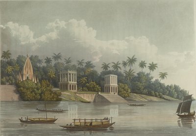 Hindoo Pagodas under Barrackpore på Ganges av George Hunt