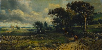 Fleecy skyer, 1881. av George Inness