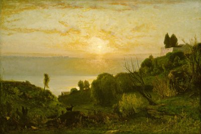 Lake Albano, solnedgang, ca. 1874. av George Inness