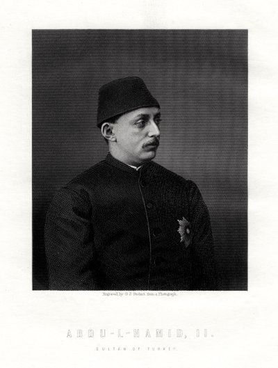 Abd-ul-Hamid II, siste sultan fra det osmanske riket, 1800-tallet. av George J. Stodart
