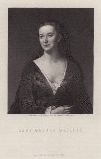 Lady Grizel Baillie , skotsk låtskriver (gravering) av George J. Stodart