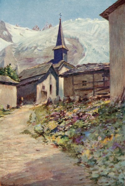 The Village of Tour (farge litho) av George Jackson Flemwell