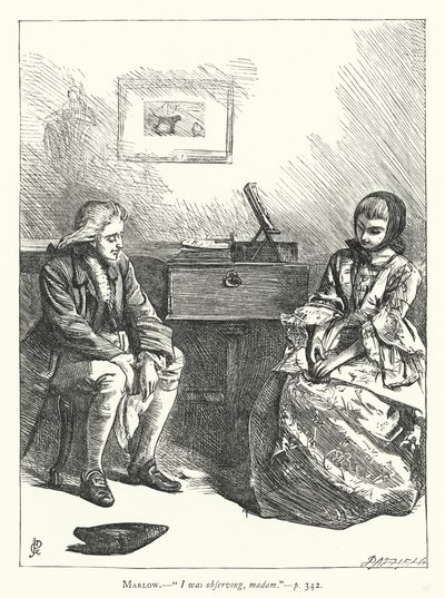 Illustrasjon for She Stoops To Conquer (gravering) av George John Pinwell