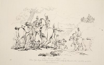 La Sainte Haye: Like ved en stor bygning okkupert vekselvis av Friend and Foe, pub. J. Booth, 1816 av George Jones