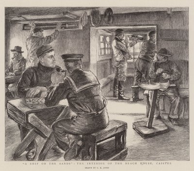 A Ship on the Sands, interiøret i Beach House, Caister av George Kingston Jones