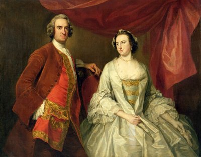 En mann og en kvinne, muligens av den savnede familien, fra Little Park House, Wickham, Hampshire, 1747 av George Knapton
