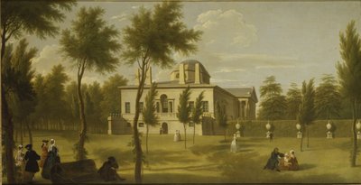 Utsikt over Chiswick Villa fra plenen, ca. 1735 (olje på lerret) av George Lambert