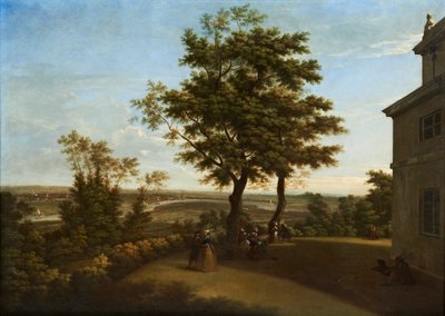 Westcombe House, utsikt fra terrassen, med London i det fjerne av George Lambert