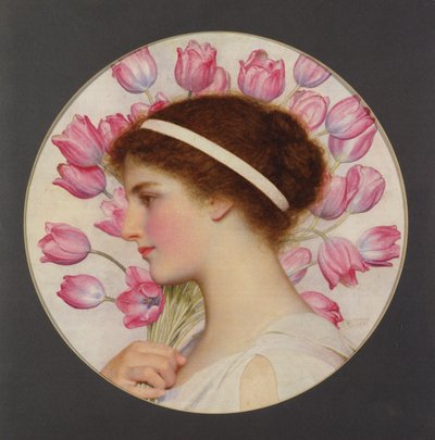 Tulipanfestival, ca. 1920 (wc på papir) av George Lawrence Bulleid