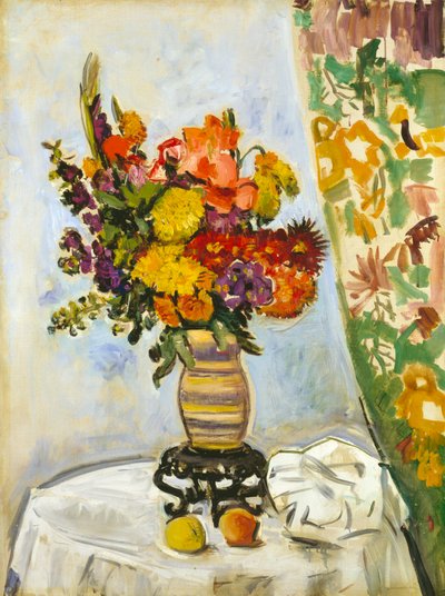 Blomster i en kinesisk vase (olje på lerret) av George Leslie Hunter