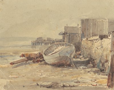 Strandet fartøy, ca. 1880 av George Loring Brown