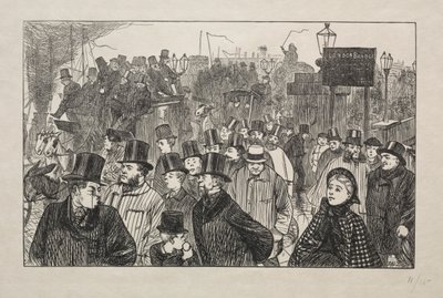 The Living Stream ved London Bridge - On the Bridge av George Louis Palmella Busson Du Maurier