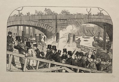The Living Stream på London Bridge - Under the Bridge av George Louis Palmella Busson Du Maurier