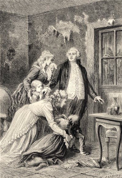 Kongens farvel til familien hans i januar 1793 (gravering) av Bartolome Esteban and studio Murillo