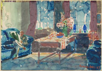 Selvportrett: Interiør i min leilighet i New York av George Luks