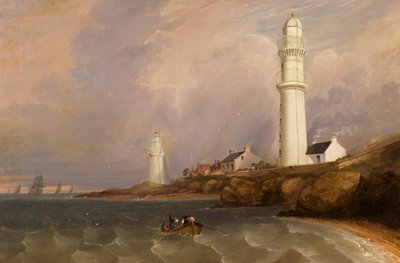 Fyrtårn - West Lights, Tayport, ca. 1840 (olje på lerret) av George McGillivray