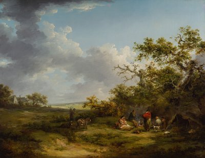 Landskap med sigøynerleir (olje på lerret) av George Morland
