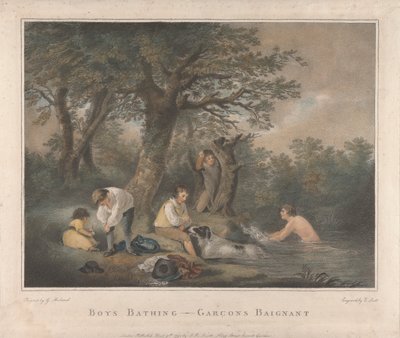 Sett med fire: Gutter som bader av George Morland