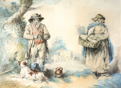 The Higglers (pastell (svart) og akvarell på papir (limt på papir)) av George Morland