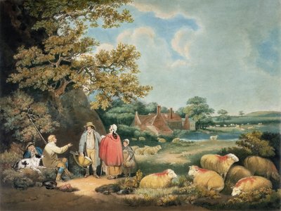 The Shepherds, gravert av William Ward (1766-1826), pub. av H. Morland, 1806 (mezzotintgravering) av George Morland