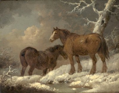 To hester i snøen av George Morland