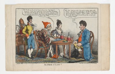 En HEIR at LAW !!, trykk laget av Charles Williams, 1808 (håndfarget gravering) av George Moutard Woodward