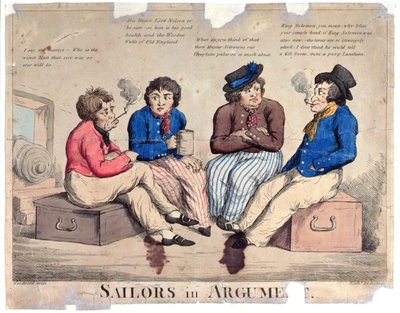 Sailors in Argument, gravert av Roberts (farget etsning) av George Moutard Woodward