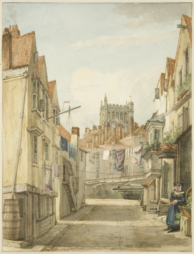 Alderskey Lane (blyant og akvarell på papir) av George Orleans Delamotte