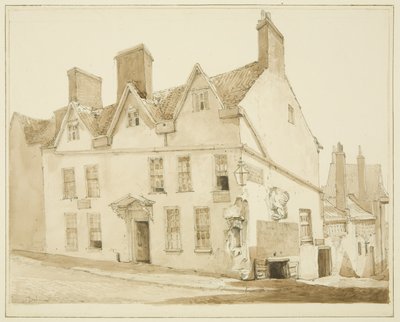 Corner of Pipe Lane og Frogmore Street (blyant og akvarell på papir) av George Orleans Delamotte