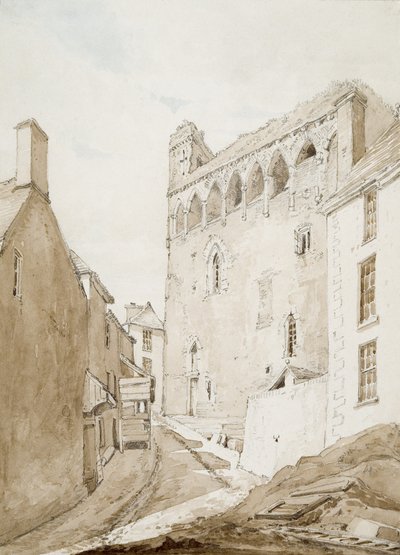 Swansea slott (akvarell og blyant på papir) av George Orleans Delamotte