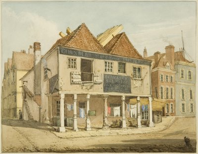 Det gamle maismarkedet på kaien (blyant og akvarell på papir) av George Orleans Delamotte