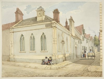 Trinity Chapel and Almshouse (blyant og akvarell på papir) av George Orleans Delamotte