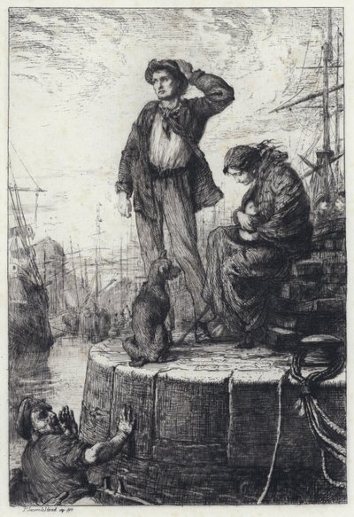 Emigranter ved Liverpool (etsing) av George Percy Jacomb Hood
