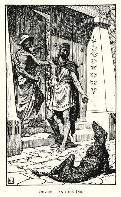 Odyssey: Odysseus and his Dog (gravering) av George Percy Jacomb Hood