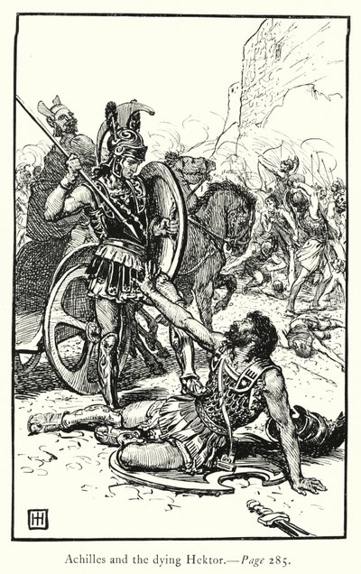 Iliaden: Akilles og den døende Hektor (gravering) av George Percy Jacomb Hood