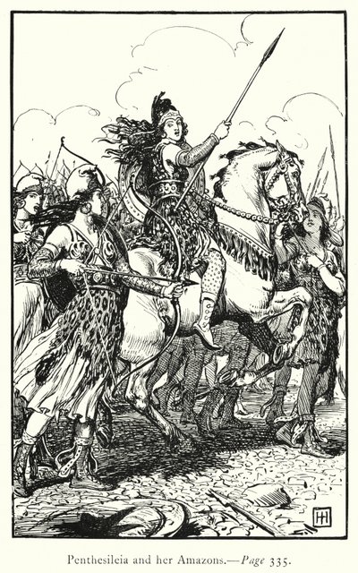 Iliaden: Penthesileia and her Amazons (gravering) av George Percy Jacomb Hood