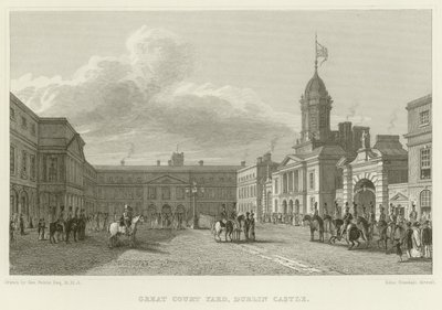 Great Court Yard ved Dublin Castle av George Petrie