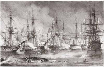 Sjøslaget ved Navarino 20. oktober 1827, 1828 av George Philip Reinagle